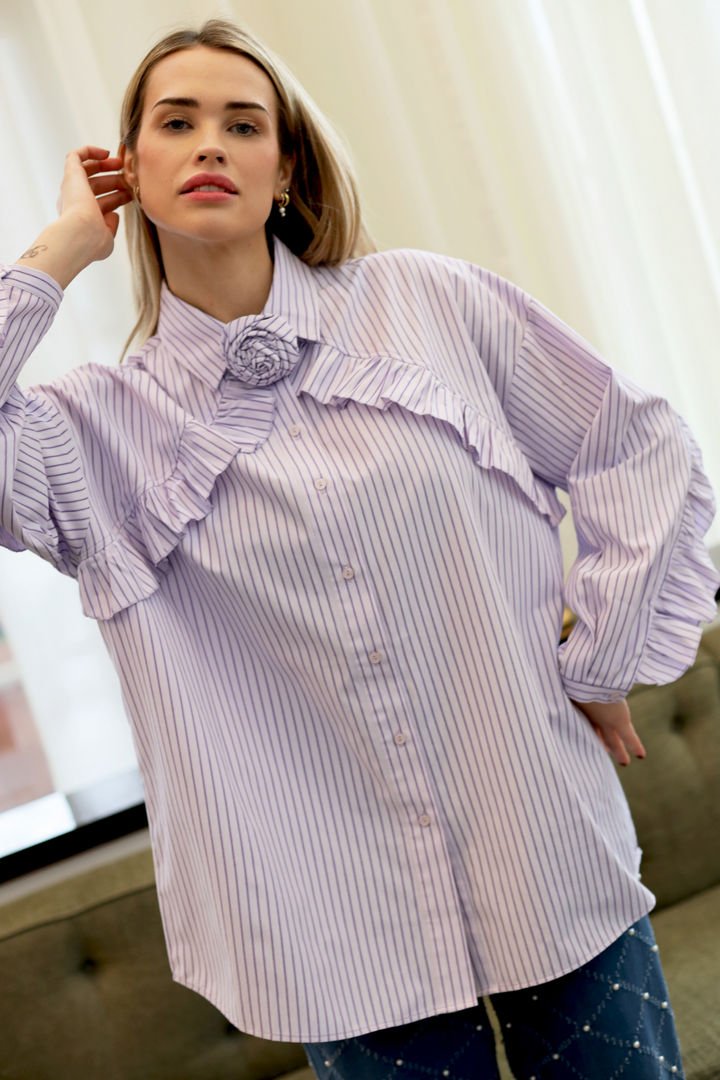 Forudbestilling - Cras - Blooming Shirt - 8071 8071 Purple Stripe