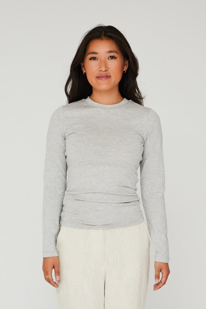 A-View - Stabil Top L/S - 055 Light Grey Melange Bluser 