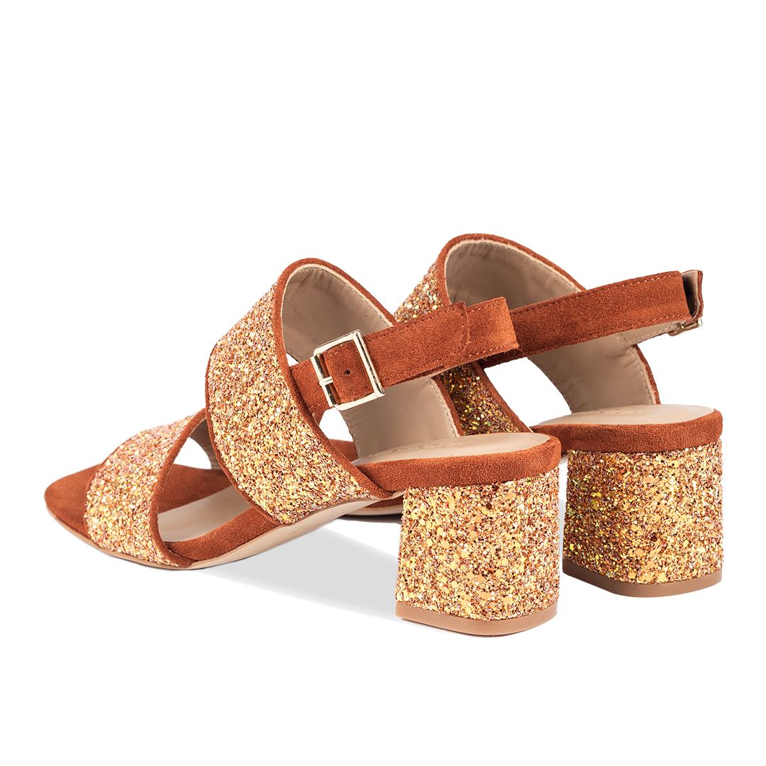 Angulus - Remsandal i funklende glitter - 2857/2752 Terracotta/Mandarin Stiletter 