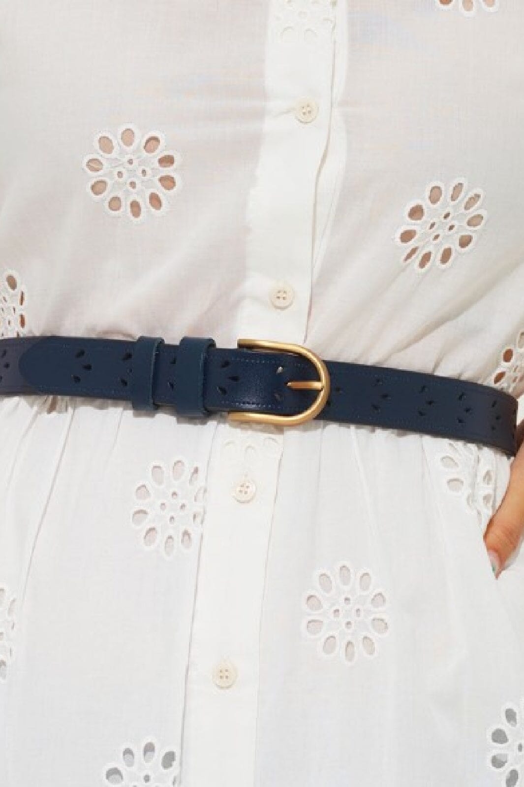 Anobel Copenhagen - Womens Belt Flower Pattern CF-9003 - Navy Bælter 