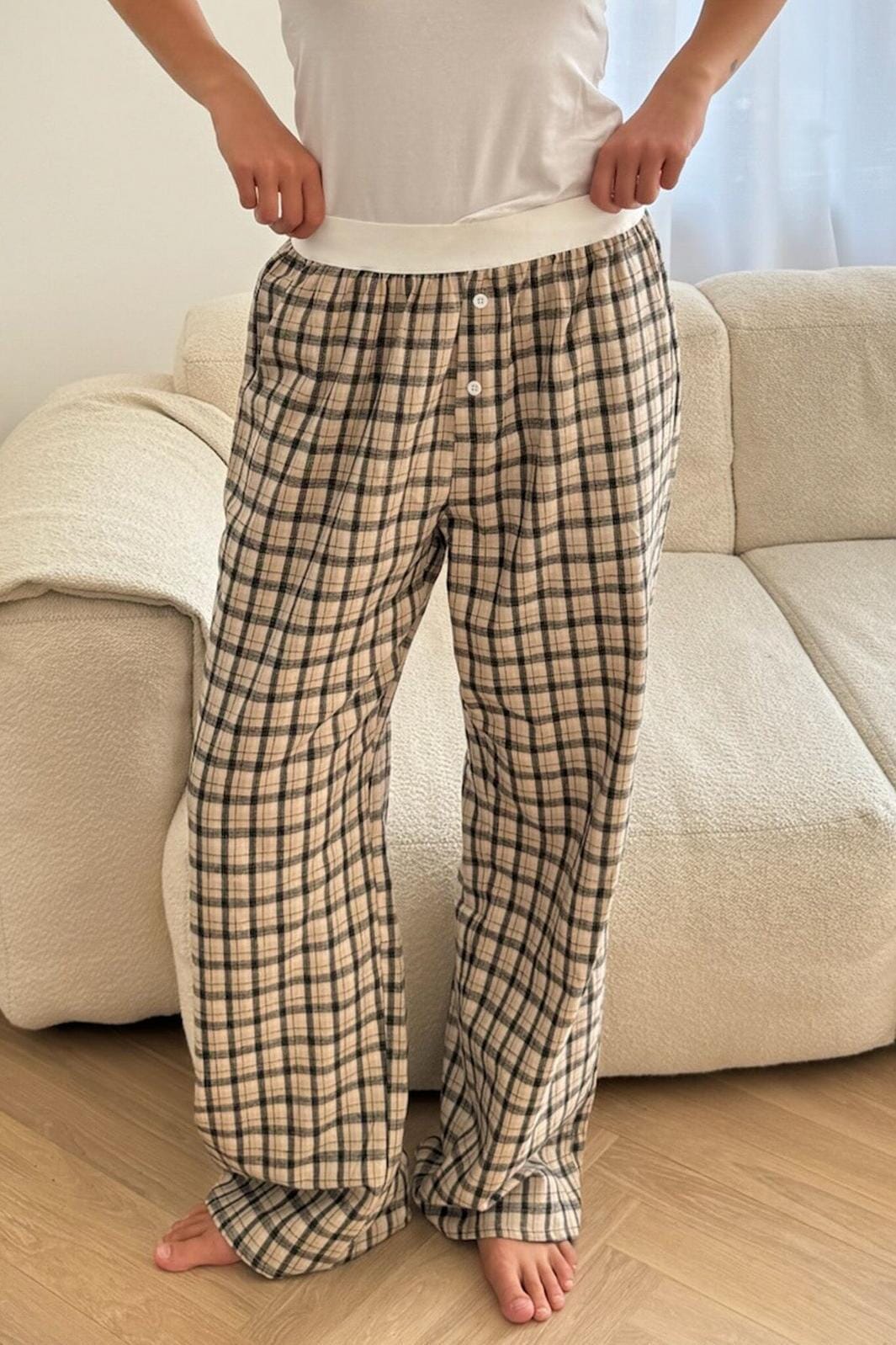 BYIC - Mayaic Pants - bbc Beige Black Checks Bukser 