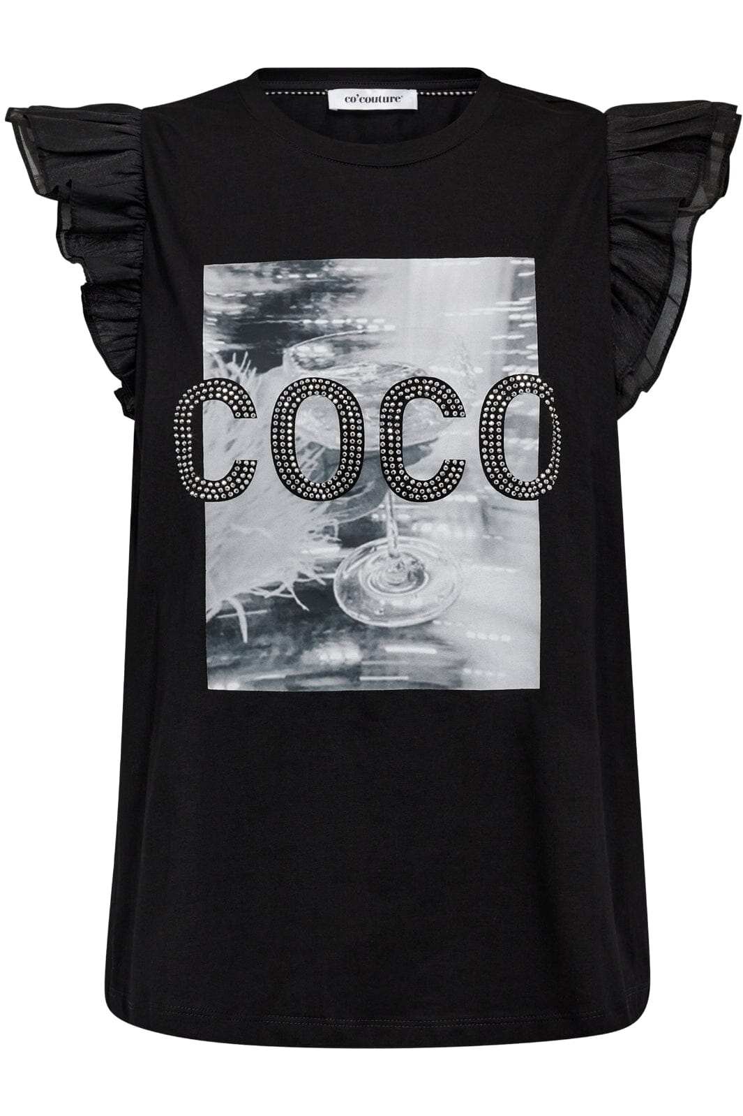 Co´couture - Champagnecc Stone Mix Top 33116 - 96 Black T-shirts 