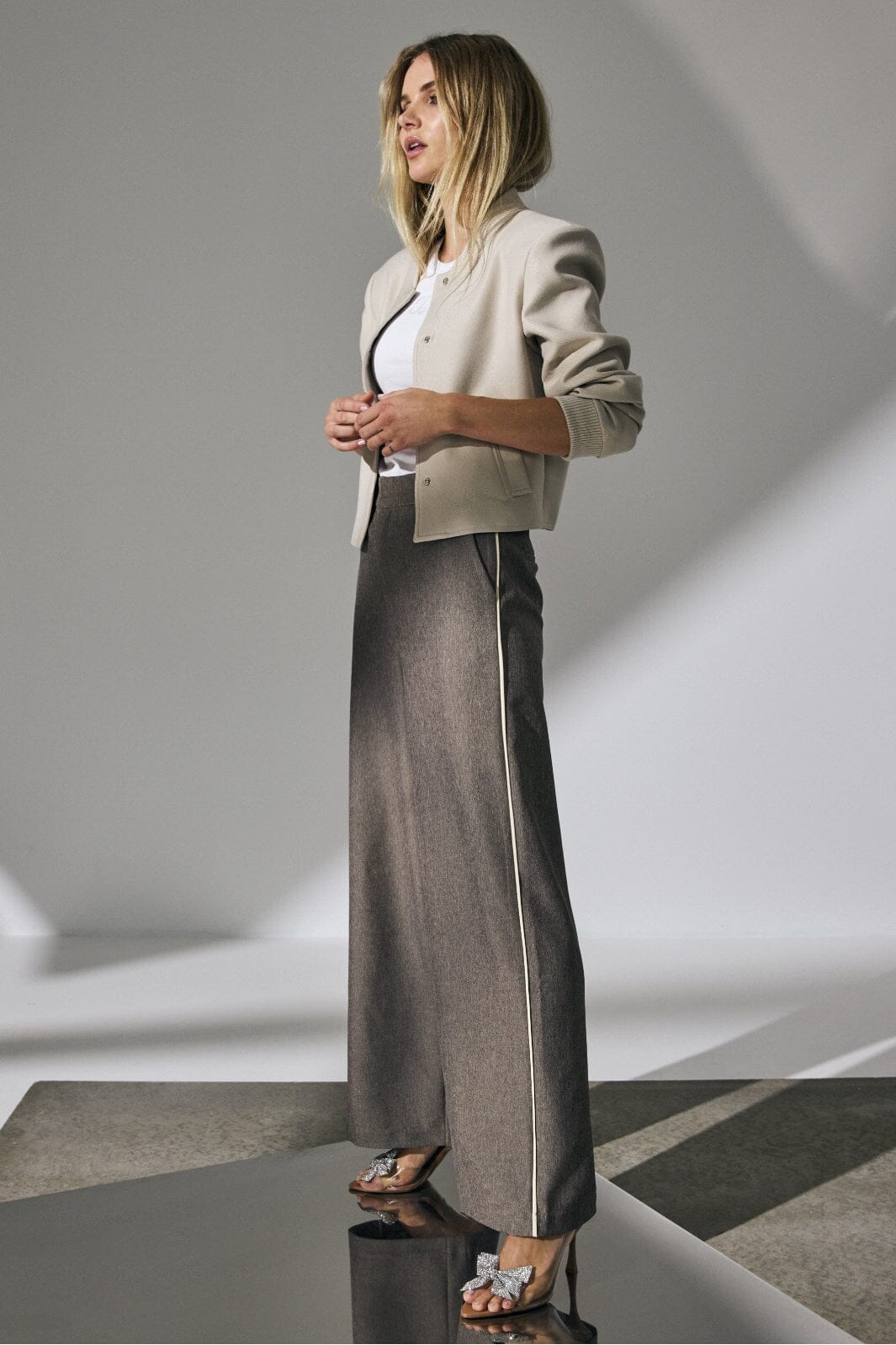 Co´Couture - Nanacc Piping Wide Pant 31476 - 984 - Mink