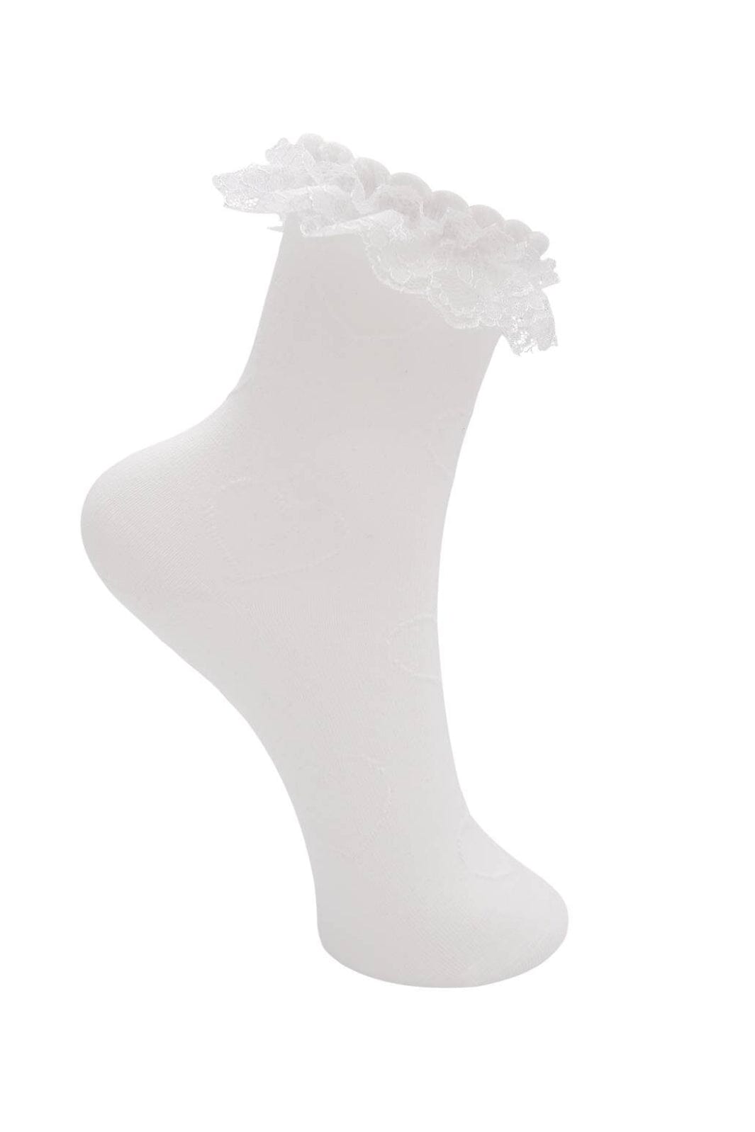 Black Colour - Bclia Heart Sock 4348 - White