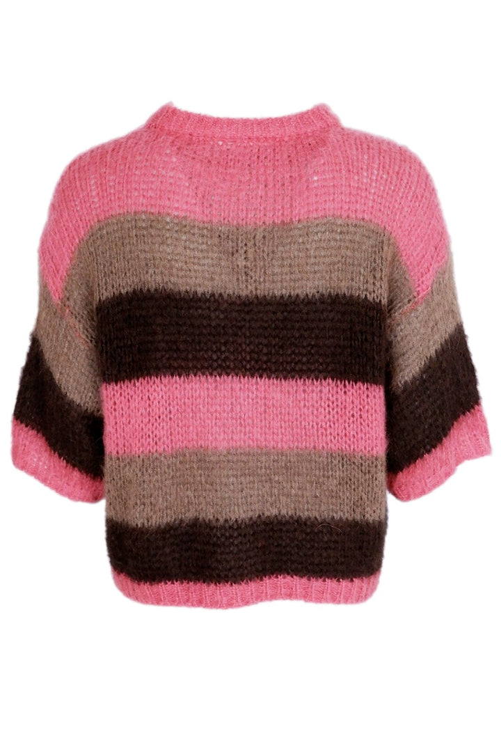 Forudbestilling - Black Colour - Bcmegan Striped S/S Knit Jumper - Rose Coffee Strikbluser 