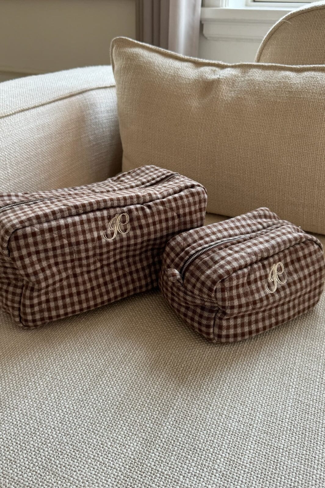 BYIC - Emilieic Cosmetic Bag A23746 - Brownc - Brown Checks