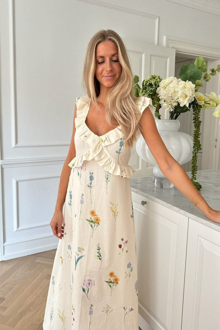 Forudbestilling - BYIC - Melbaic Dress - owfp Off White Flower Print Kjoler 