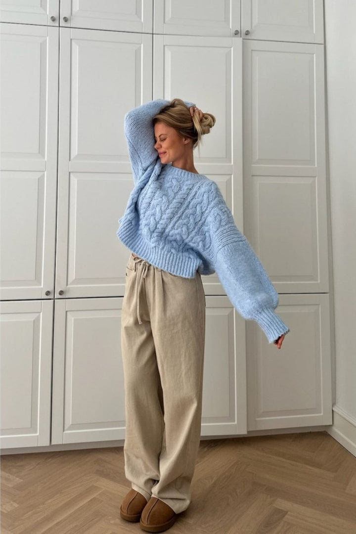 Forudbestilling - BYIC - Noraic Sweater - lightblue Light Blue Strikbluser 