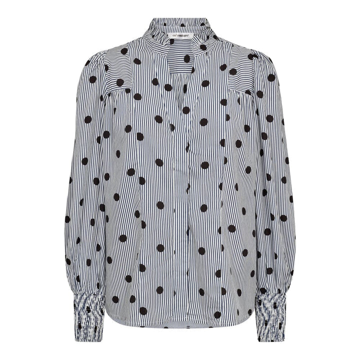 Forudbestilling - Co´Couture - Didicc Dot Petra V-Shirt 35720 - 40096 Whiteblack Skjorter 