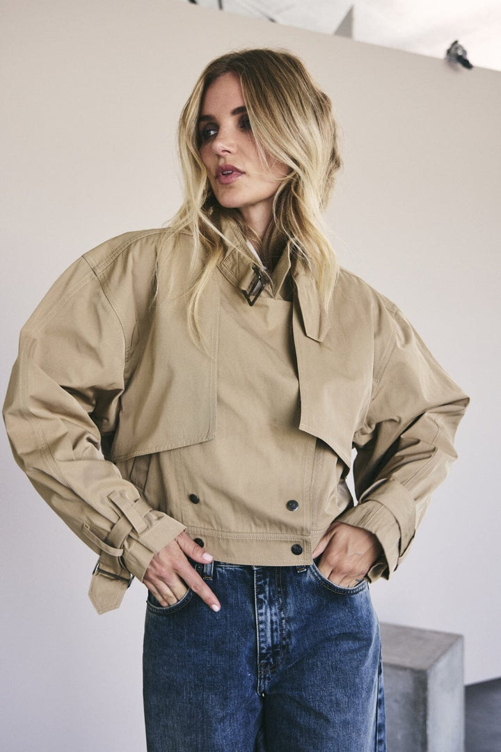 Forudbestilling - Co´couture - Franciscc Crop Trench Jacket 30271 - 16 Khaki Jakker 