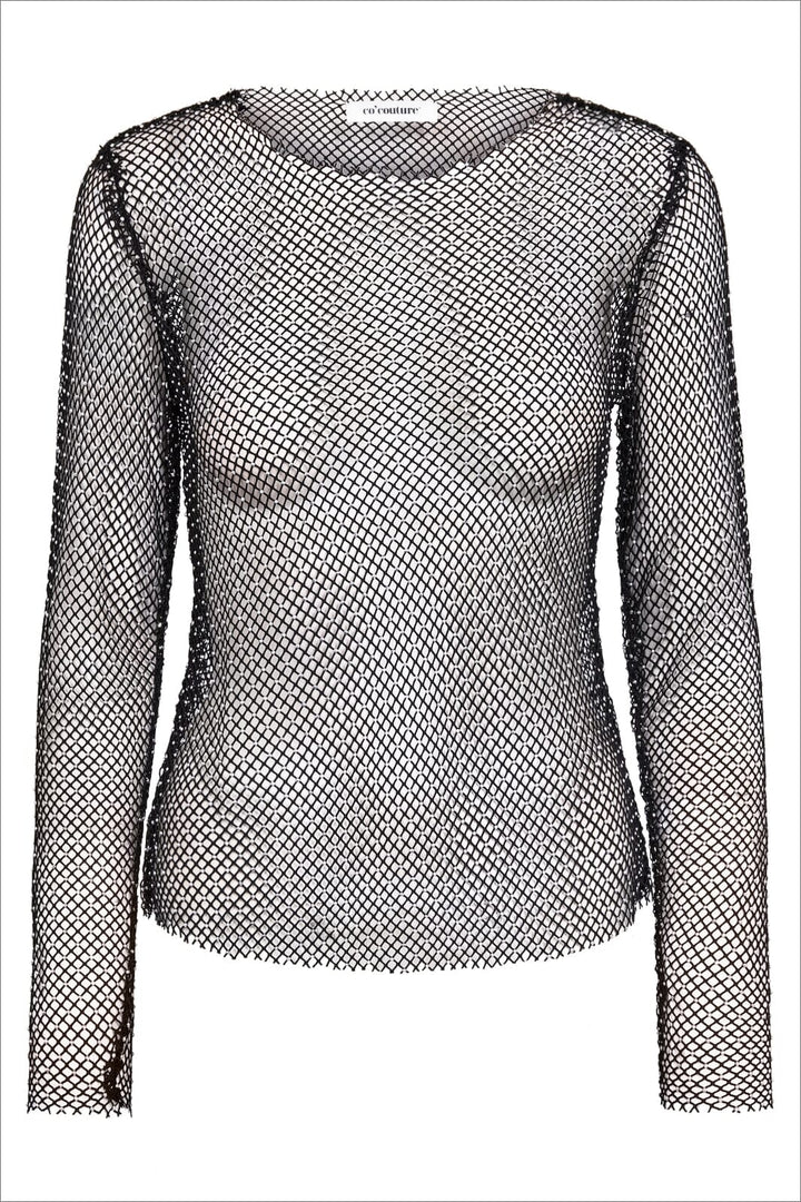 Forudbestilling - Co´couture - Krystalcc Net Blouse 32117 - 96930 Blacksilver T-shirts 