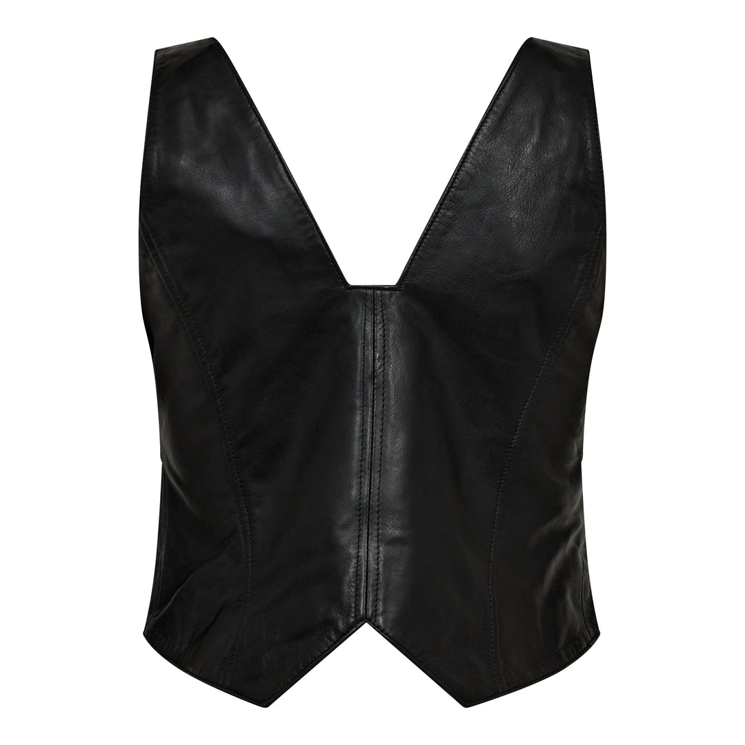 Forudbestilling - Co´couture - Phoebecc Leather Zip Vest 35731 - 96 Black Frakker 