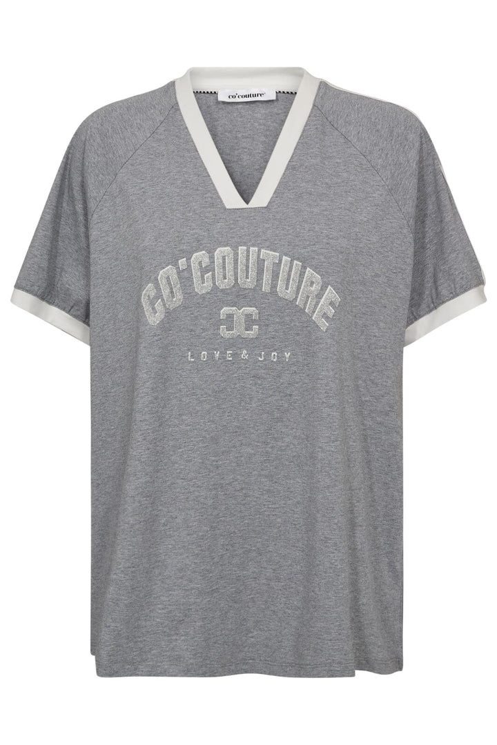 Co´Couture - Siaracc Oversize Sporty V-Tee 33140 - 57011 - Greymelangeoffwhite