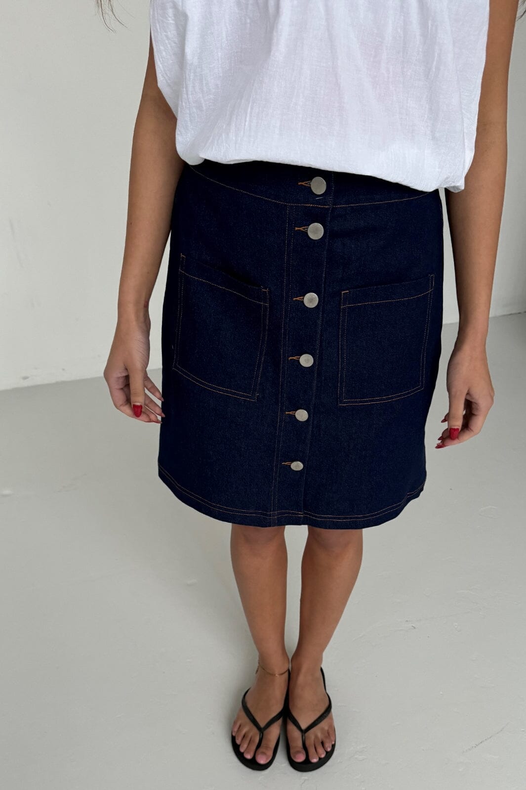 Continue - Amy Denim Skirt 14779 - Solid Blue