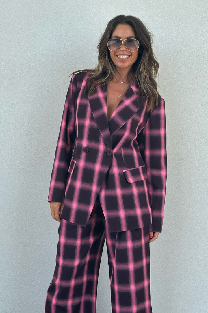 Forudbestilling - Gossia - Josuego Blazer - Bourgogne Pink Checks Blazere 