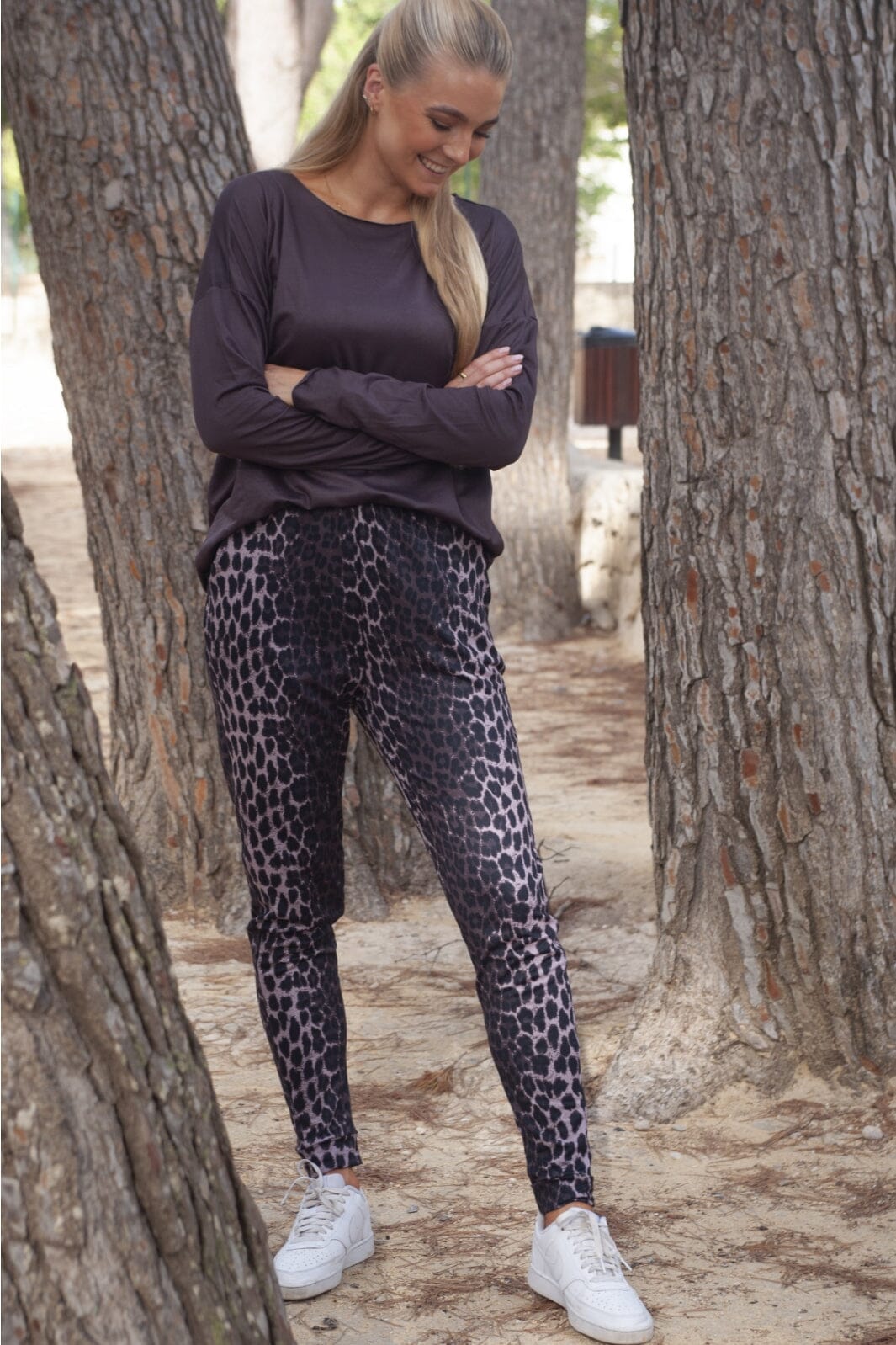 Forudbestilling - Liberte - Alma-Leggings (Fleece) - Dark Brown Lux Leo Leggings 