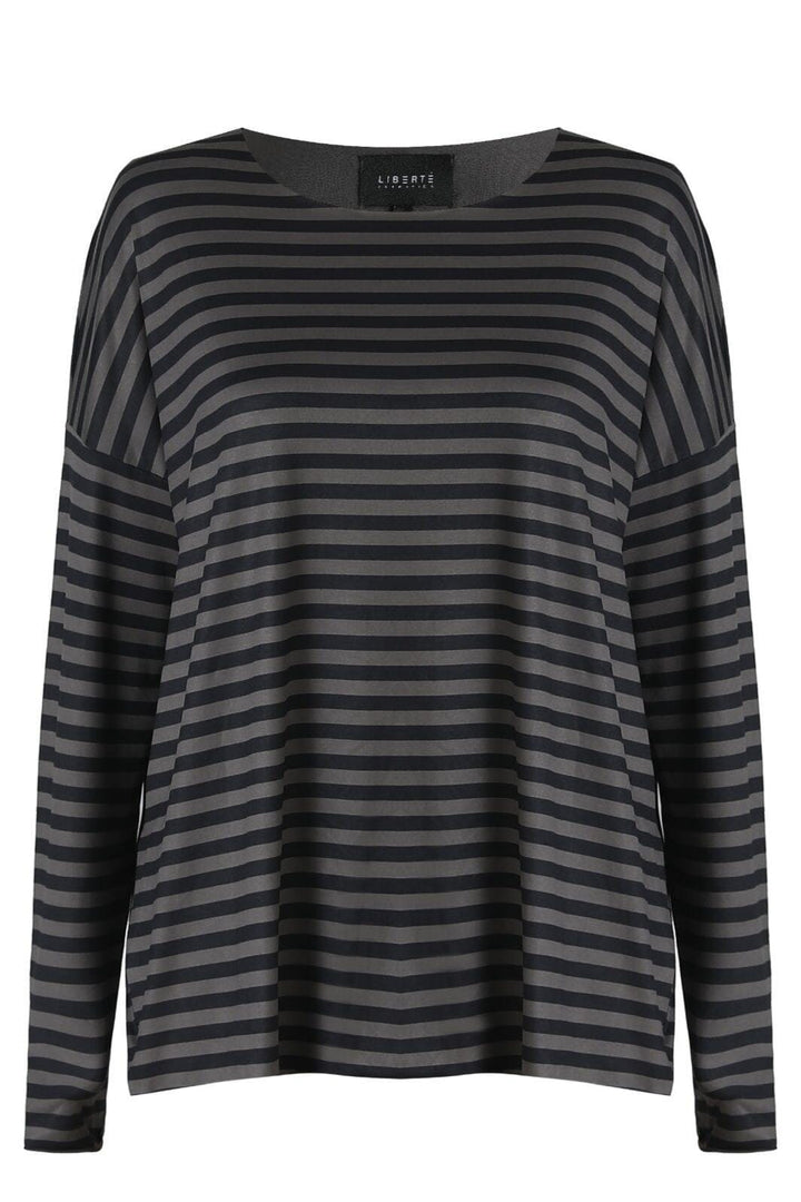 Forudbestilling - Liberte - Alma-Ls-Top - Dark Grey Black Stripe Bluser 