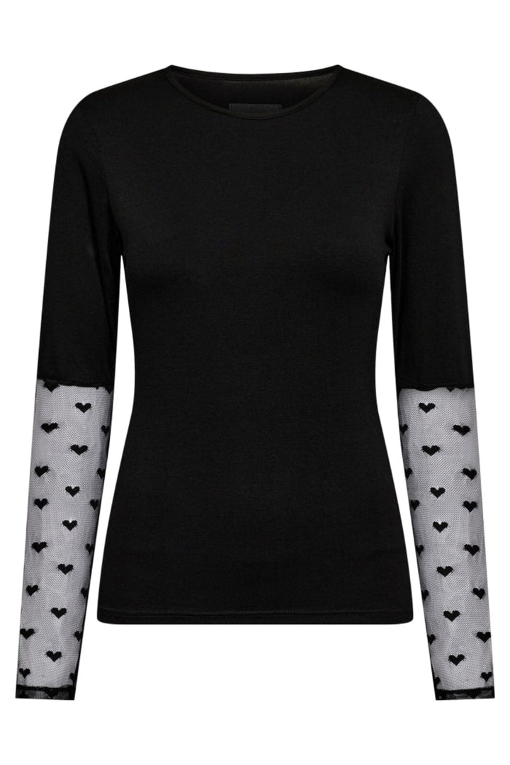 Forudbestilling - Liberte - Isa-Ls-Lace-Sleeve-Blouse - Black Heart Bluser 