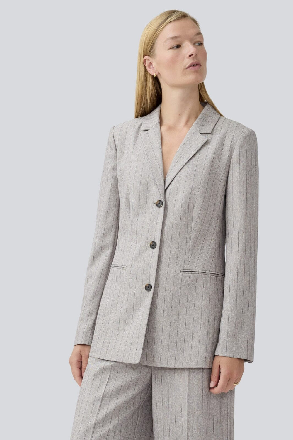 Modström - Meridamd Blazer 58193 - 13618 - Grey Melange Pinstripe