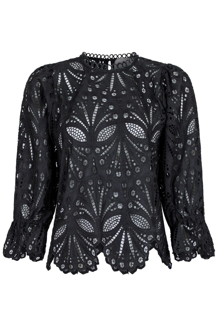 Forudbestilling - Neo Noir - Adela Embroidery Blouse - Black Bluser 