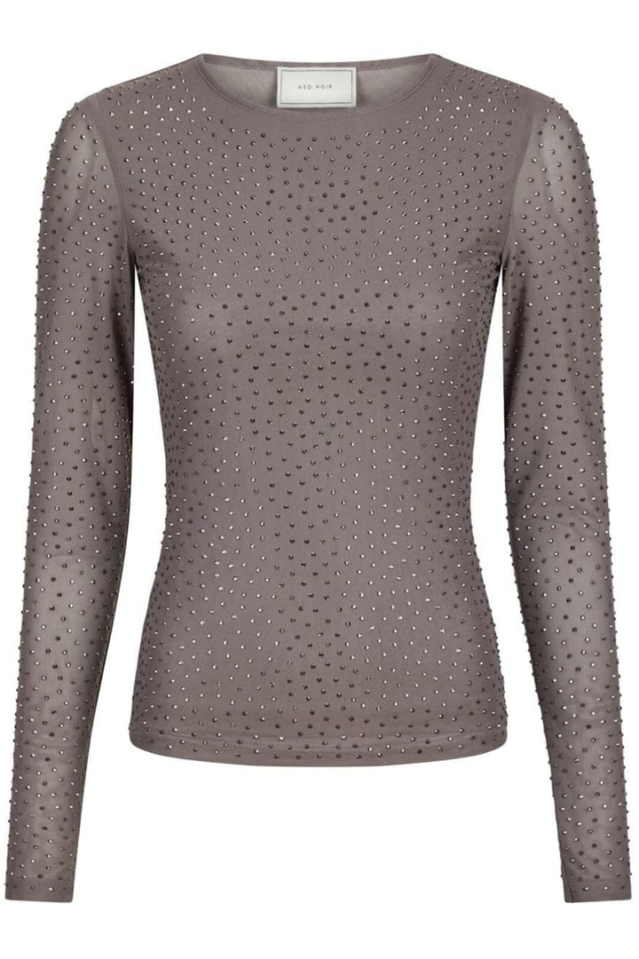 Forudbestilling - Neo Noir - Basira Stone Mesh Blouse 161470 - Silver Bluser 