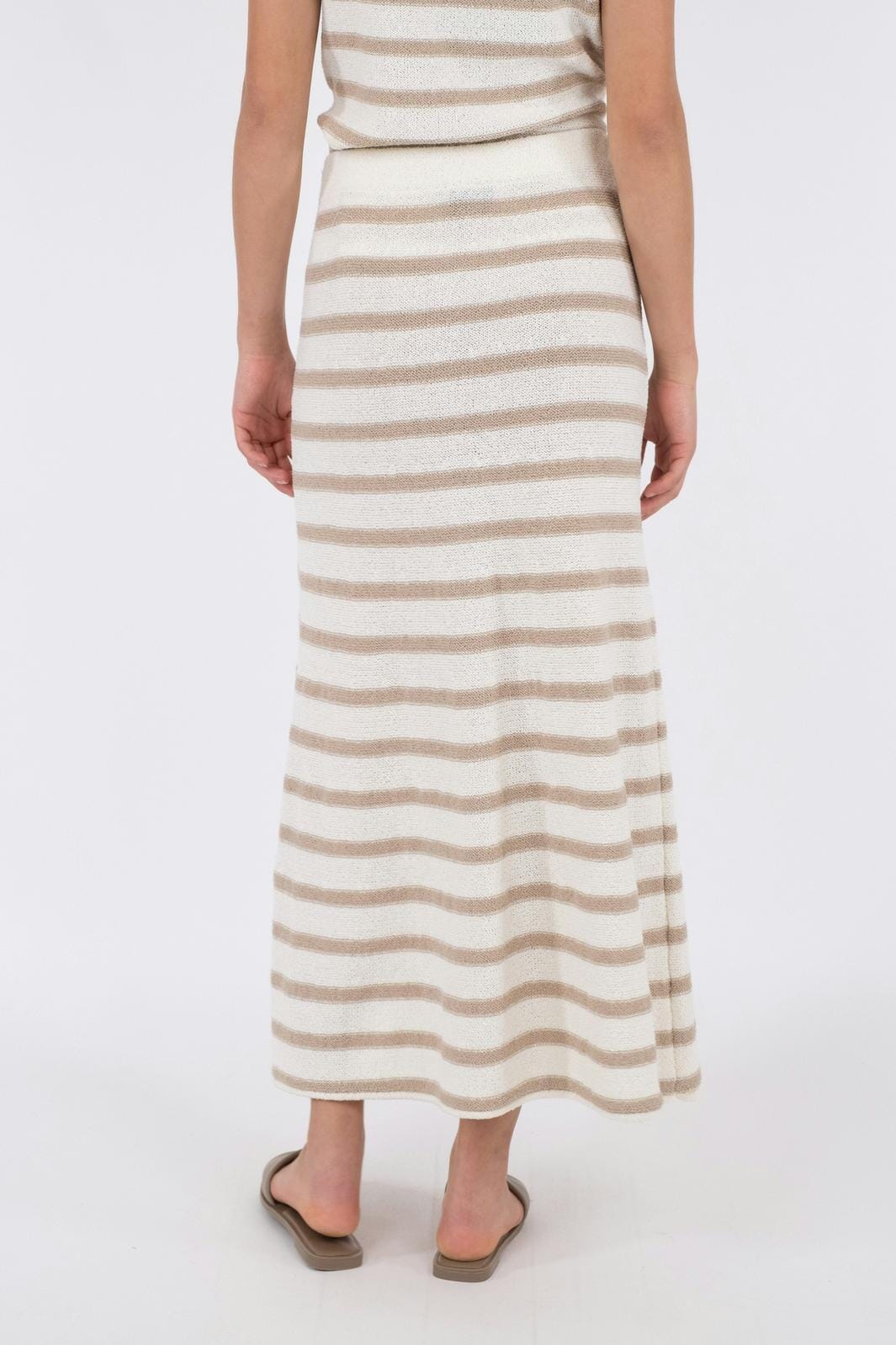 Neo Noir - Etti Boucle Knit Stripe Skirt - Sand