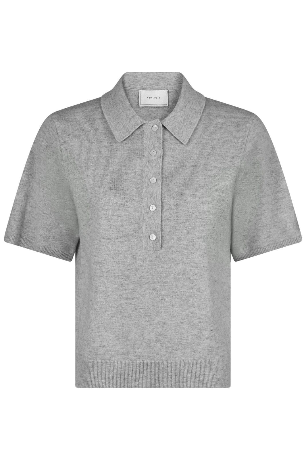 Forudbestilling - Neo Noir - Gracie Knit Polo Tee - Light Grey Melange Strikbluser 