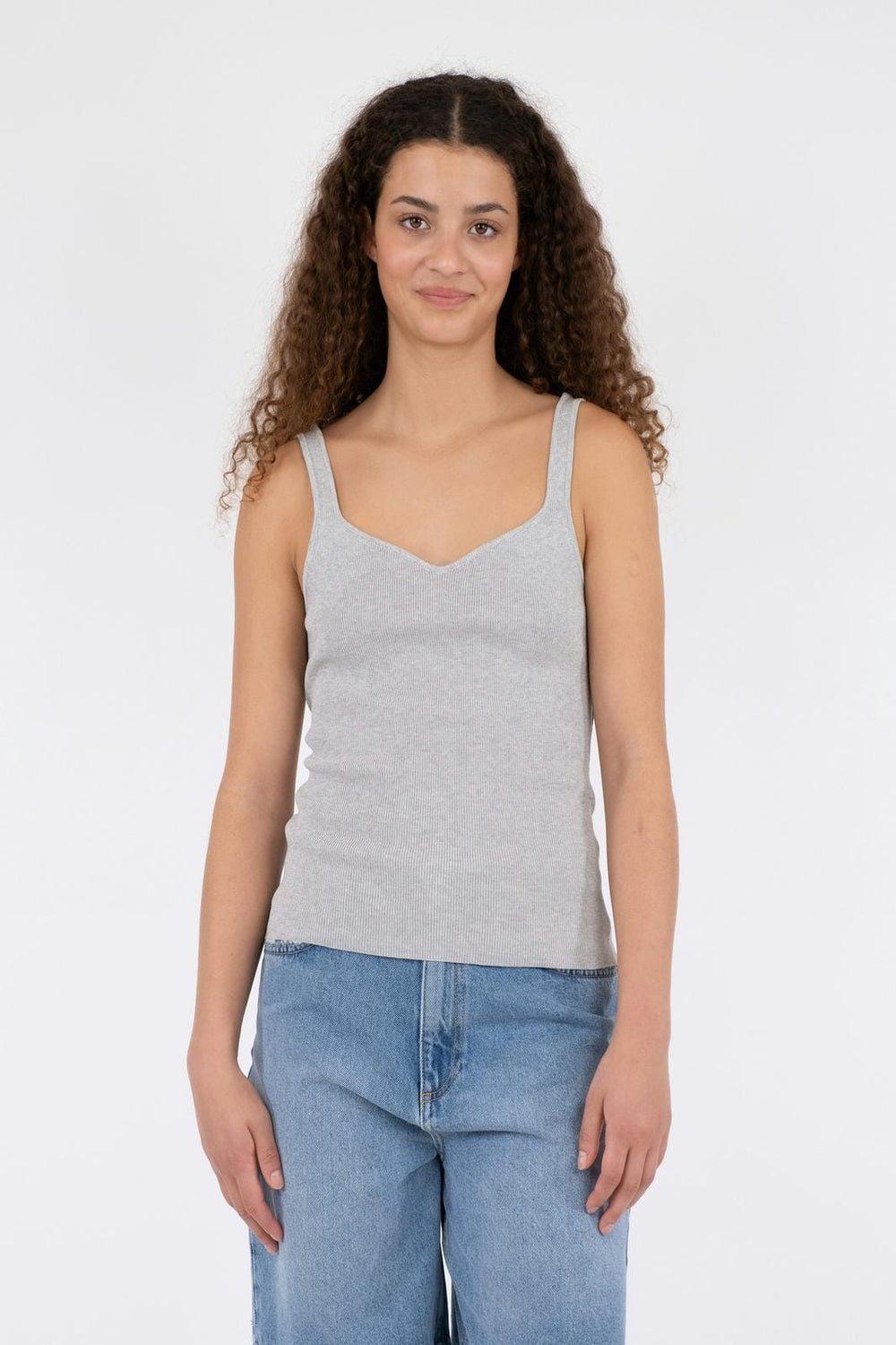 Neo Noir - Hanora Knit Top - Light Grey Melange