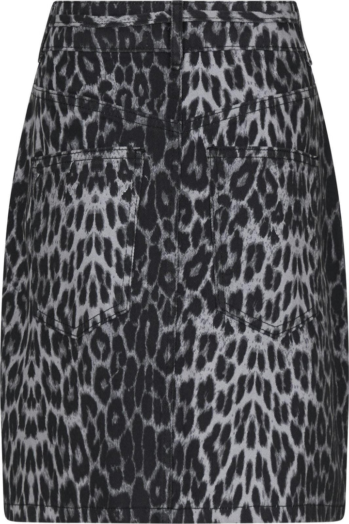 Neo Noir - Henrietta Leopard Skirt - Grey Leopard