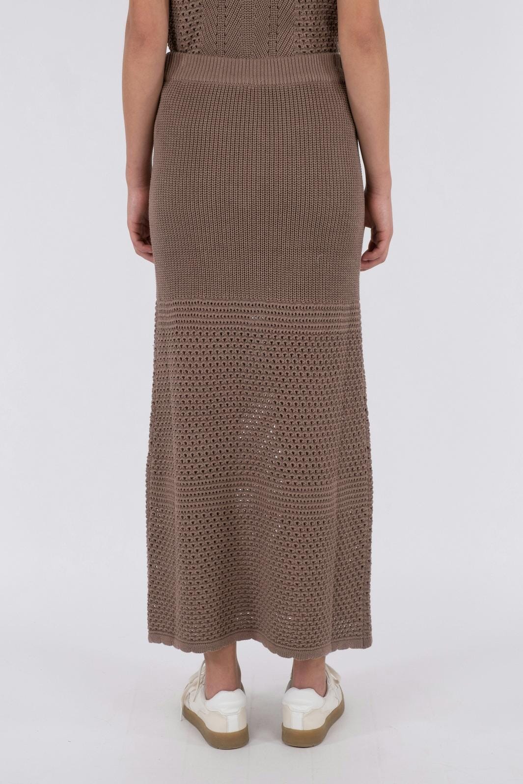 Neo Noir - Lyric Crochet Knit Skirt - Dusty Brown