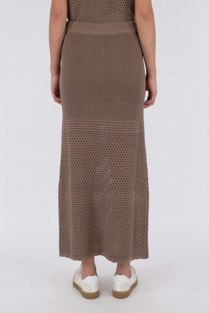 Neo Noir - Lyric Crochet Knit Skirt - Dusty Brown