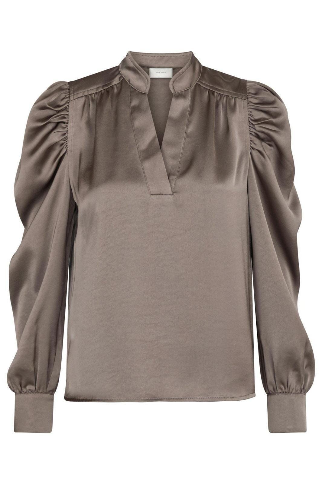 Forudbestilling - Neo Noir - Rosslyn Heavy Sateen Blouse - Warm Grey Bluser 