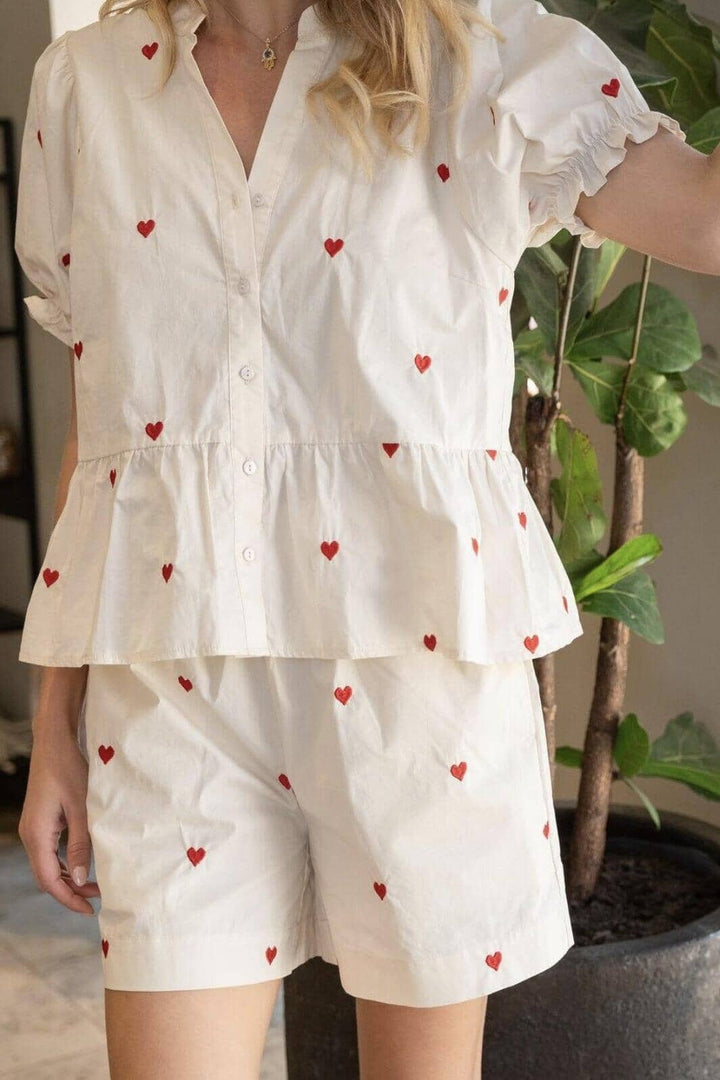 Neo Noir - Savy Hearts Top - Creme 