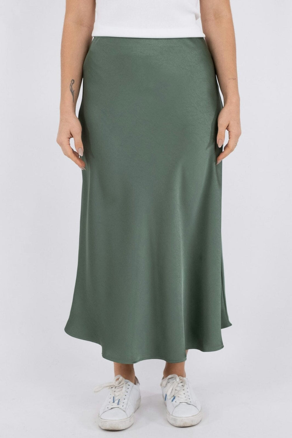 Forudbestilling - Neo Noir - Vicky Heavy Sateen Skirt - Forrest Green Nederdele 