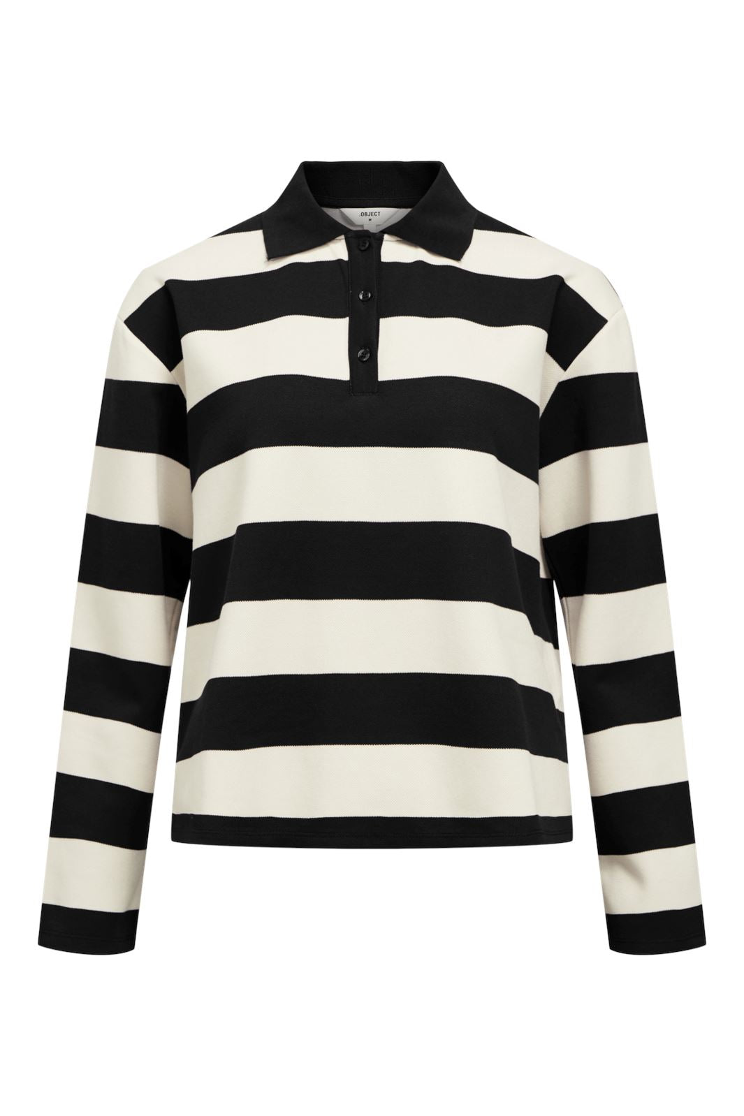 Object - Objmillie L/S Lo Polo Aw Fair 24 - 4817659 Black Cloud Dancer