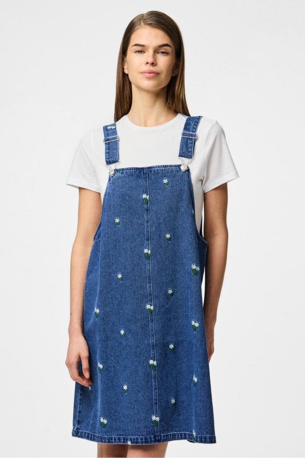 Forudbestilling - Pieces - Pcfreia Sl Denim Spencer Dress Fsy - 4863415 Medium Blue Denim Flowers