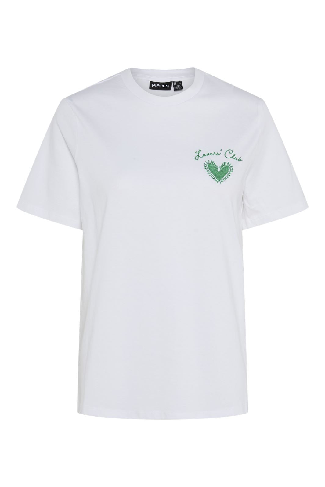 Pieces - Pcscarlett Ss Printed T-Shirt - 4696524 Bright White Lovers Club Heart