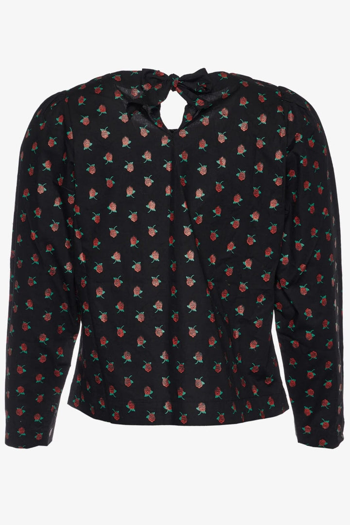 Forudbestilling - Sissel Edelbo - Frederikke Organic Cotton Top - Black W. Red Roses Toppe 