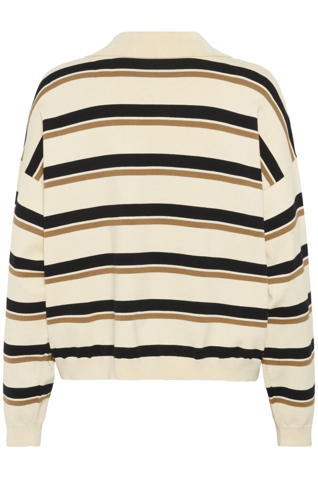 Gestuz - Gztaia Polo Pullover 10910693 - 108561 - Off White/Black/Tan Striped