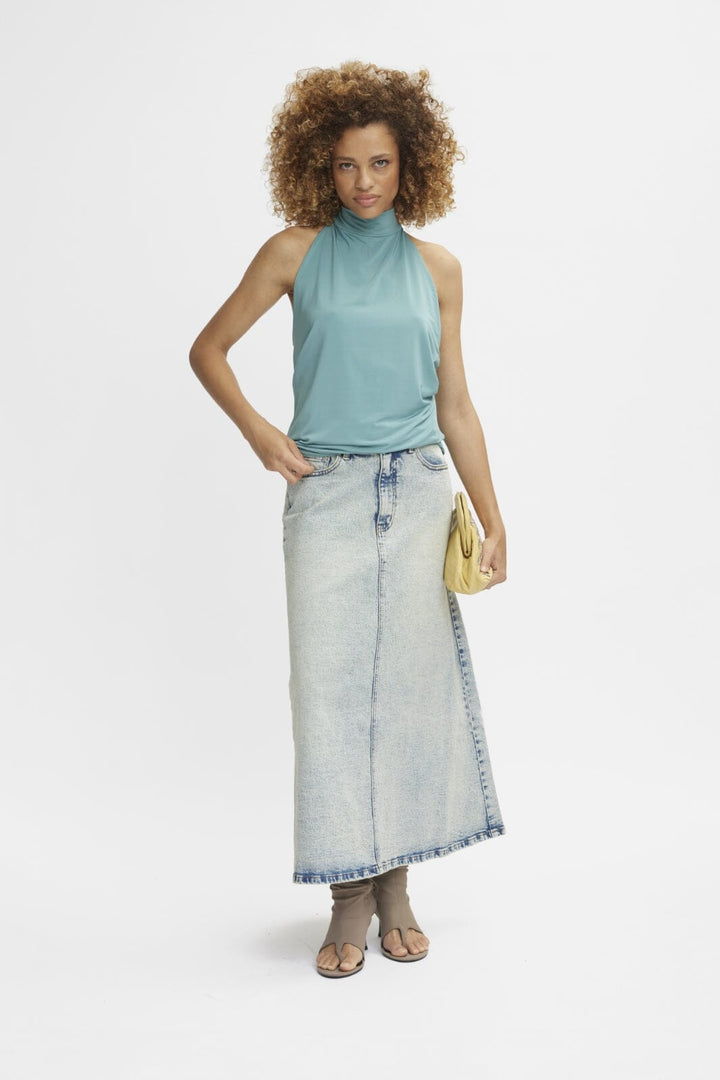 Gestuz - ManulaGZ HW midi skirt - Light blue acid wash Nederdele 