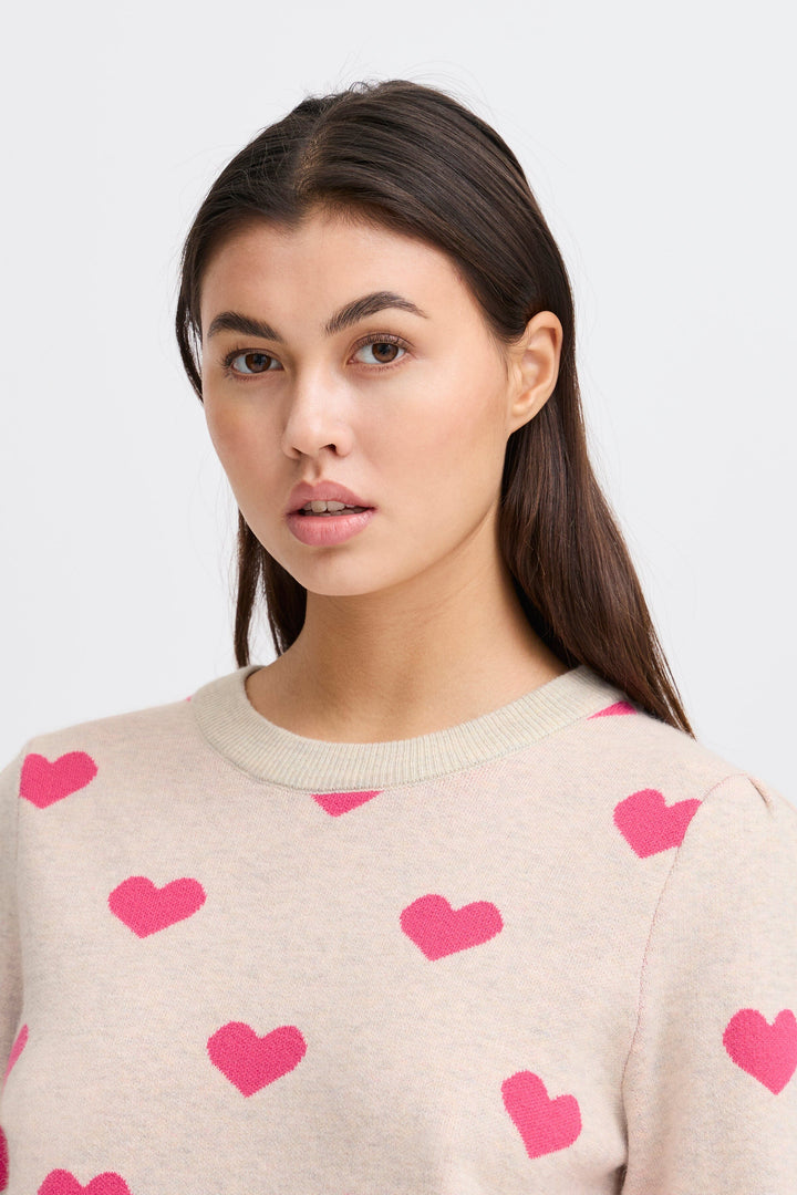 Ichi - Ihbrielle Ls2 - 204825 Oatmeal W. Pink Yarrow Sweatshirts 