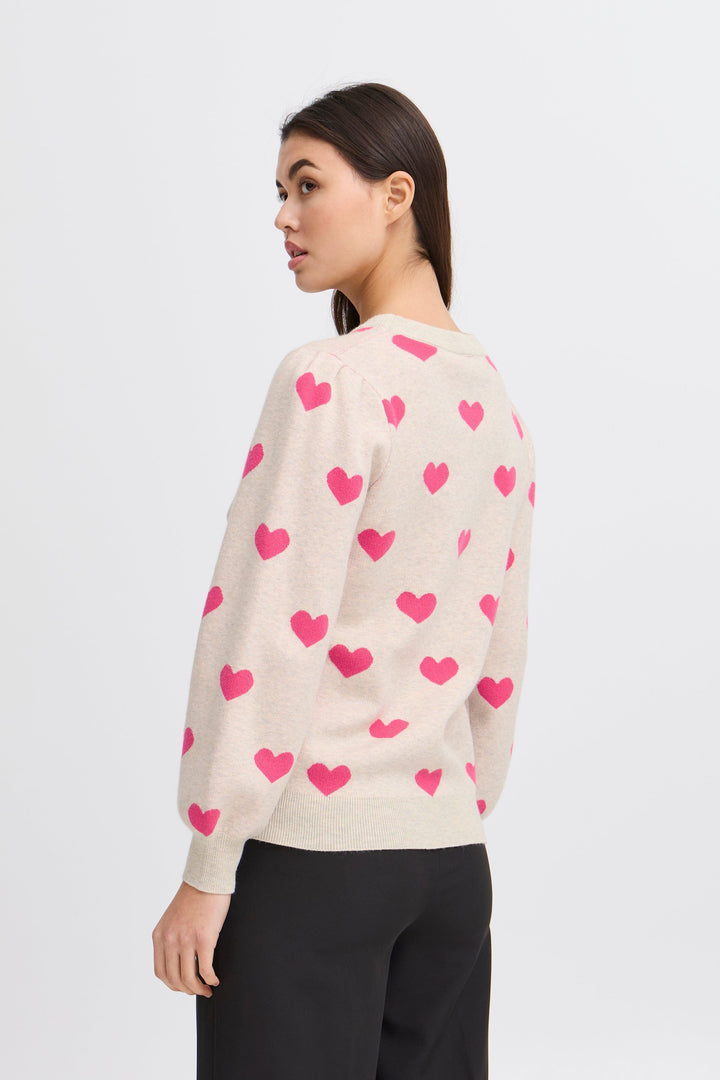 Ichi - Ihbrielle Ls2 - 204825 Oatmeal W. Pink Yarrow Sweatshirts 