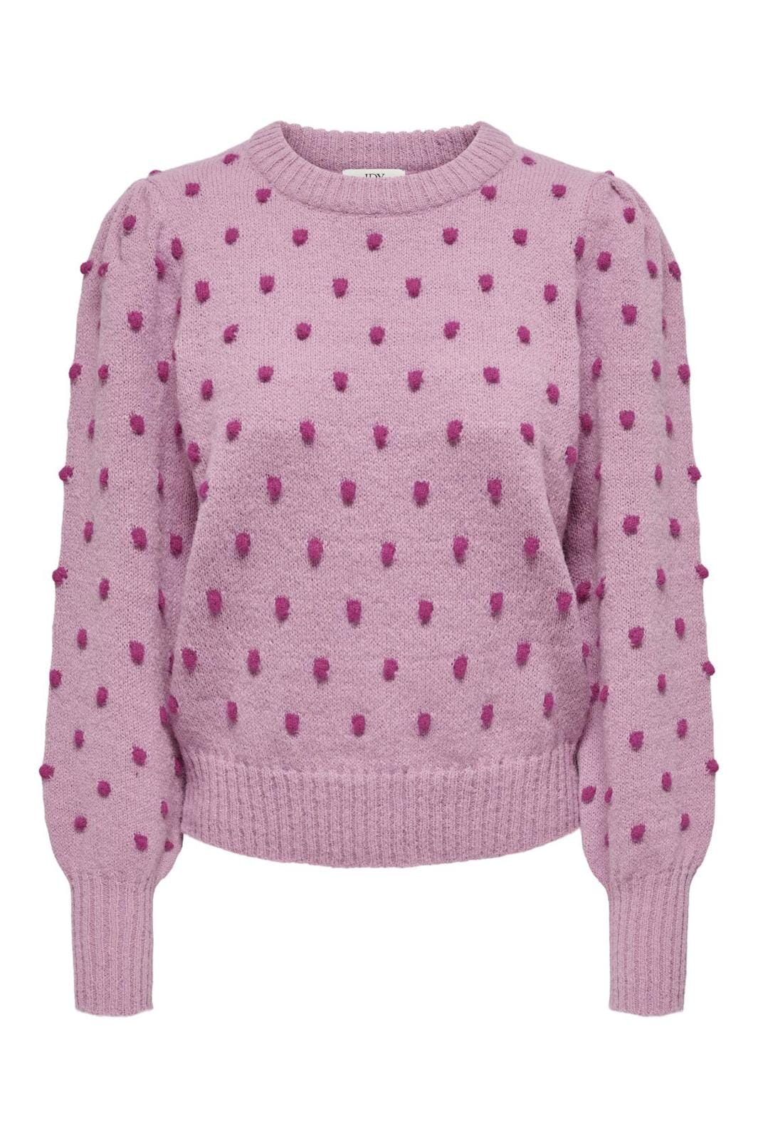 JDY - Jdysigrid Life L/S On Puff Pull Knt - 4622904 Lilas W. Cactus Flower Dots