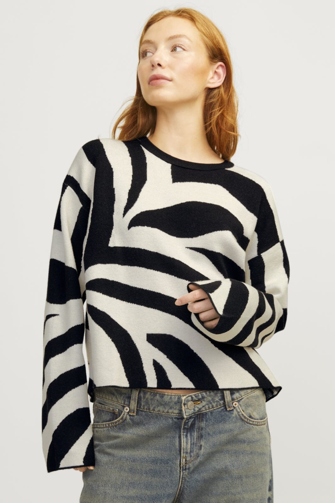 Jjxx - Jxadira Crew Neck Knit 12276484 - 4755660 - Black /Zebra