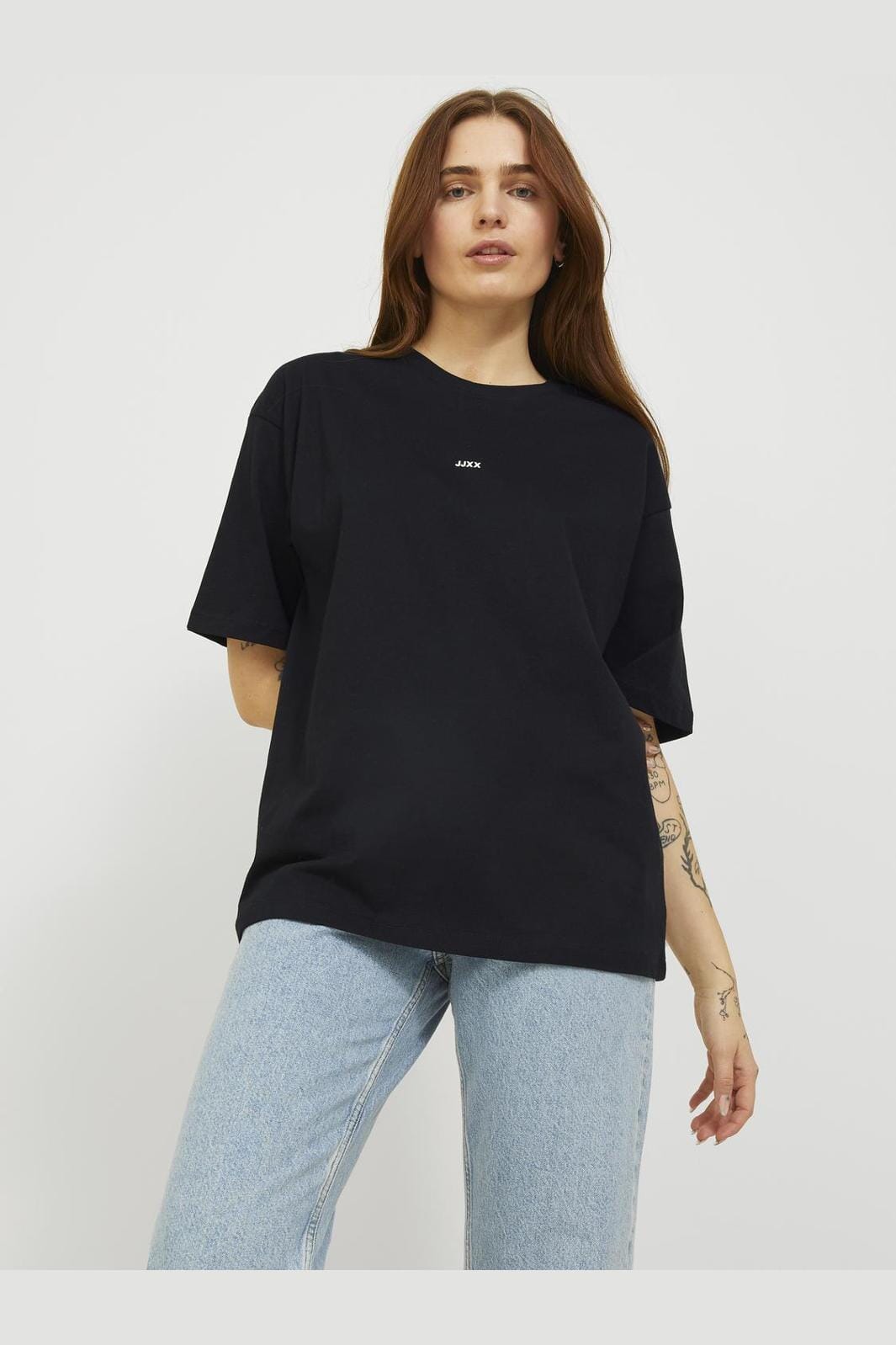 Jjxx - Jxandrea Loose Ss Logo Tee - 3861160 Black White Logo