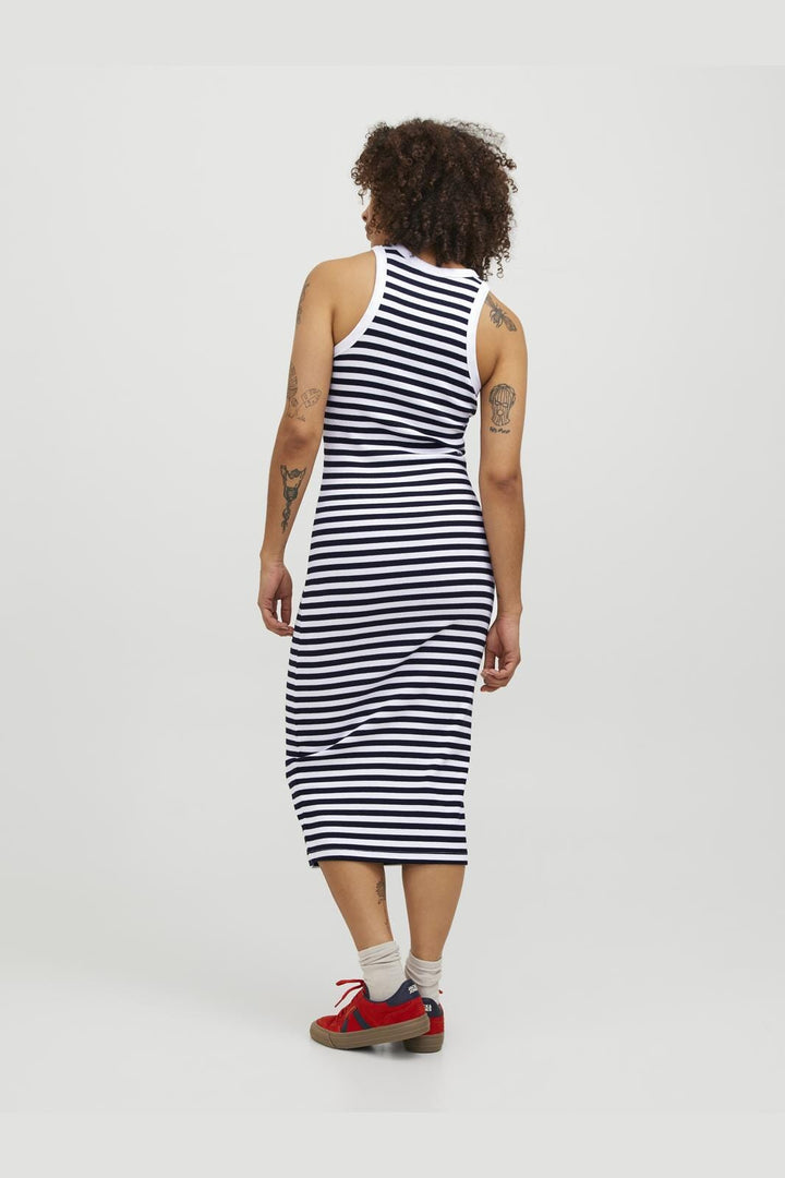 Jjxx - Jxforest Str Sl Stripe Rib Dress Sn - 4388892 Bright White Black