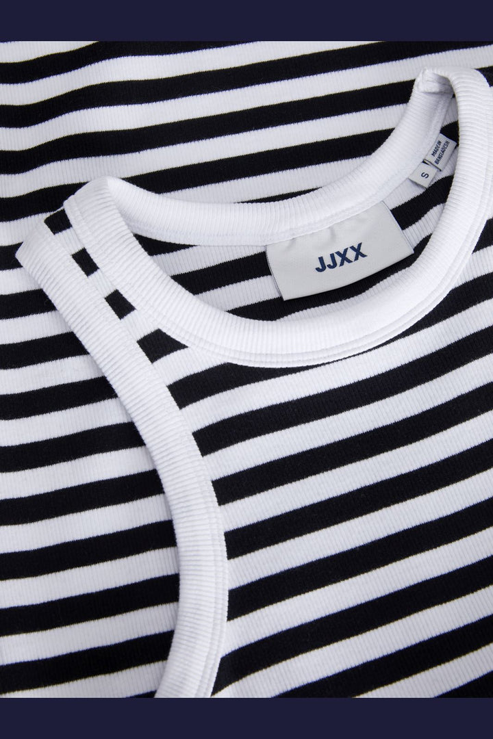 Jjxx - Jxforest Str Sl Stripe Rib Dress Sn - 4388892 Bright White Black