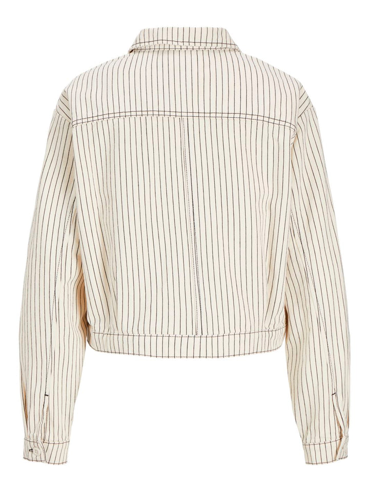 Jjxx - Jxmaddy Rlx Overshirt - 4646529 Blanc De Blanc Black Pinstripe