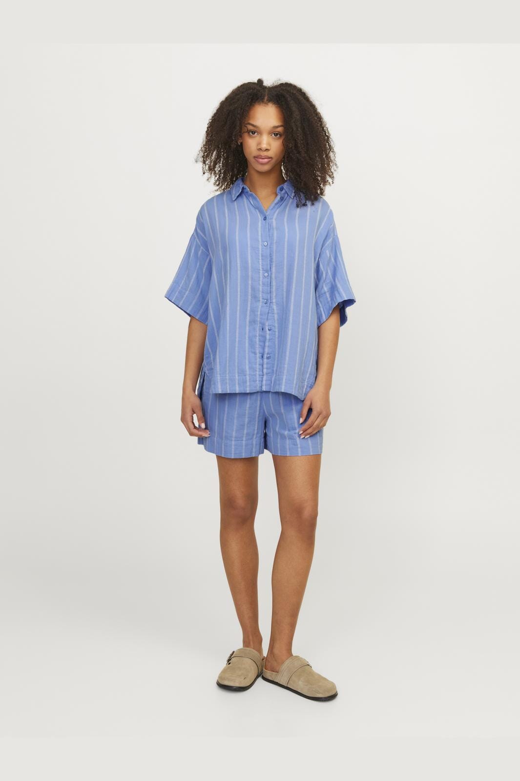 Jjxx - Jxmia Ss Muslin Shirt - 4483095 Silver Lake Blue White