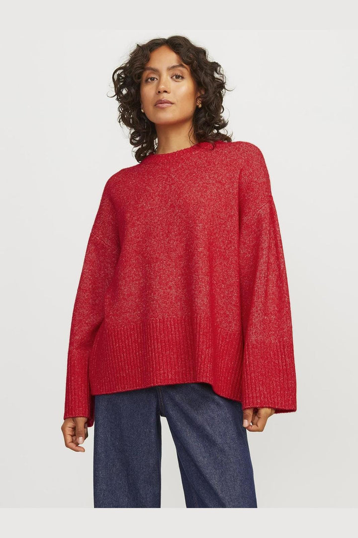 Jjxx - Jxollie Diverse Crew Neck Knit Sn - 4637707 Racing Red /Vanilla Ice